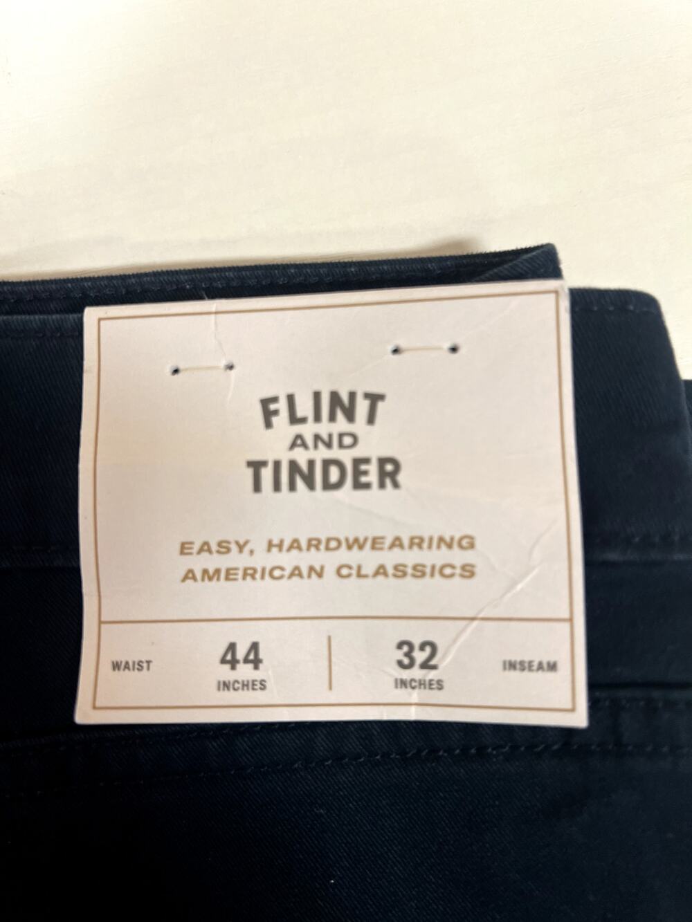 NWT Flint and Timber Pants Men's Size 44x32 Navy Chino Straight Fit (0910)